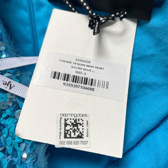 AJE Cherie Sequin Mini Skirt Azure Blue Size AU 4 IS 0 NEW NWT - Picture 7 of 12